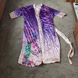 Pixie Lady Floral Peacock Satin Robe SIZE OS